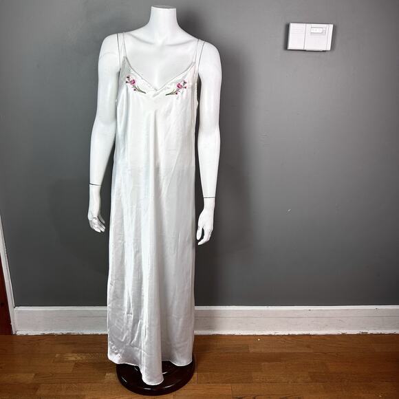 VTG 90s Victoria's Secret Slip Dress Large Gold Label Satin Embroidered fairy - Picture 1 of 16